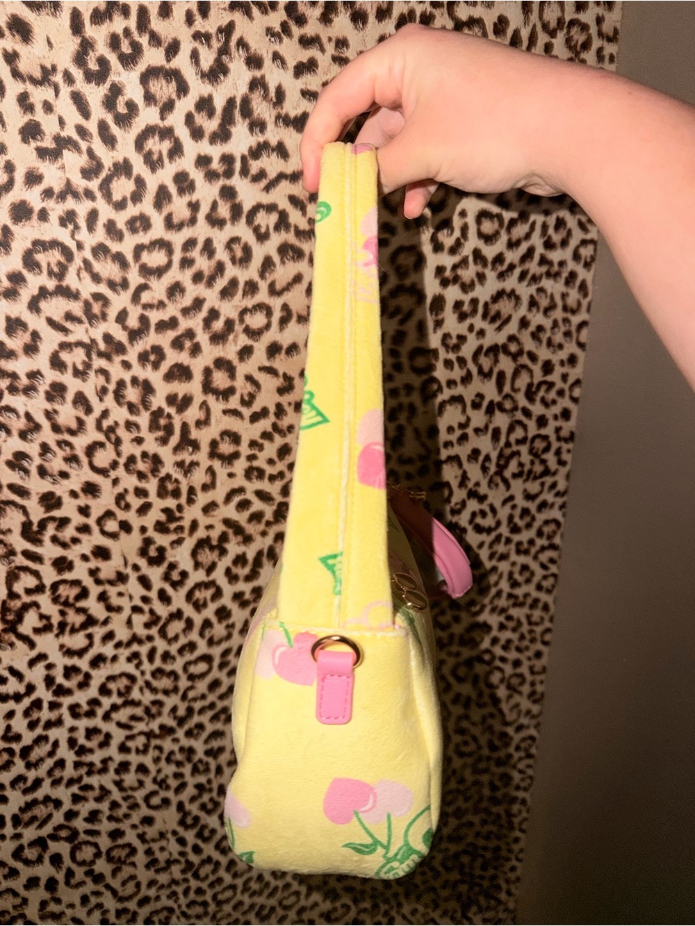 Juicy Couture Yellow Cherry Logo Barrel Purse with Pink Coin Pouch - Picture 2 of 4